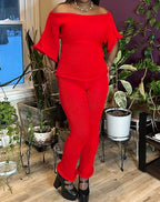 Crimson Batwing Knit Top